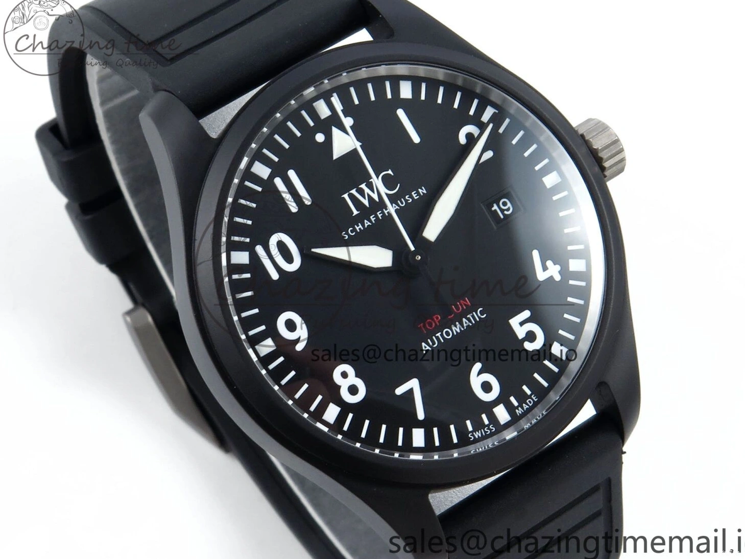 MIROTIME 0317 Pilot Top Gun IW326901 M+F 1:1 Best Edition Black Dial on Black Rubber Strap A SportInspired 6999